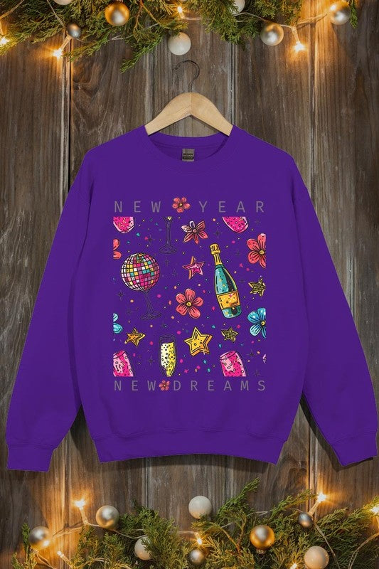 New Year New Dreams Graphic Fleece Sweatshirt